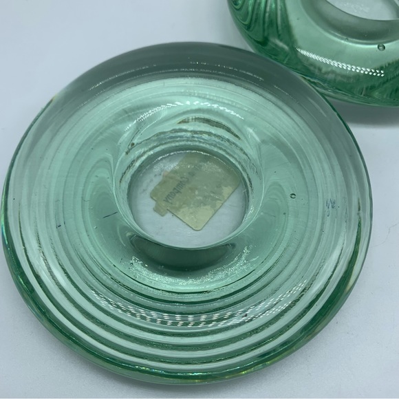 Recycled Glass Made in Couronne, Spain 4.5” x 1” area in center holds tea light - Picture 3 of 6